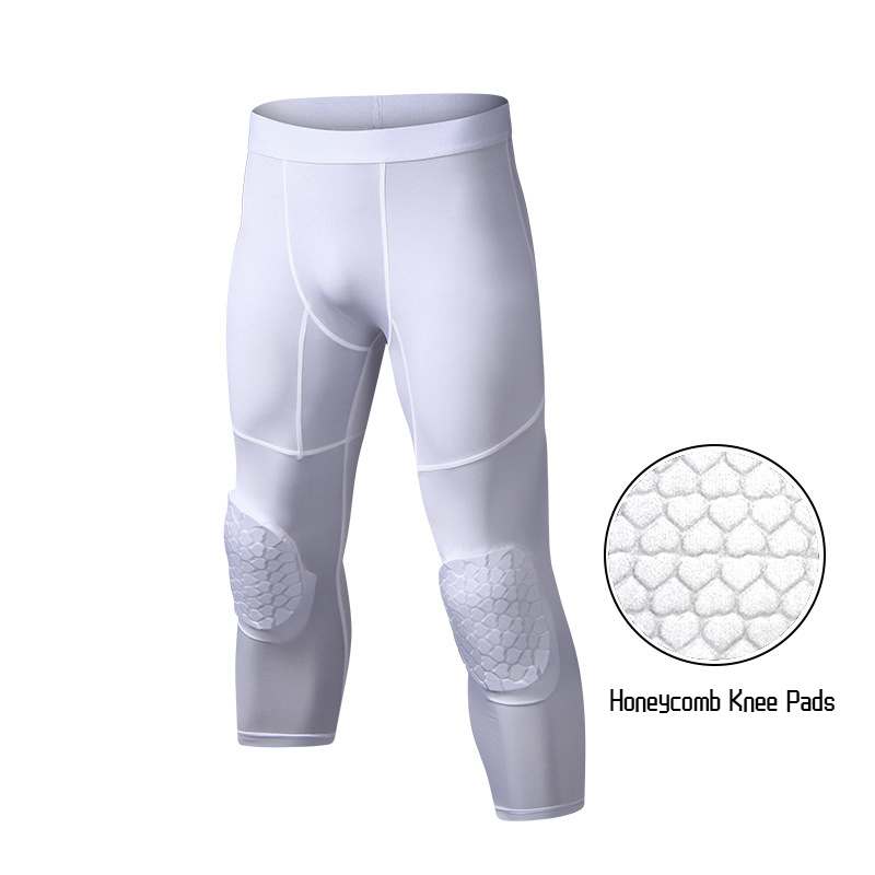 Running Gear Cool - 남성용 무릎 패드 농구 바지, 3/4