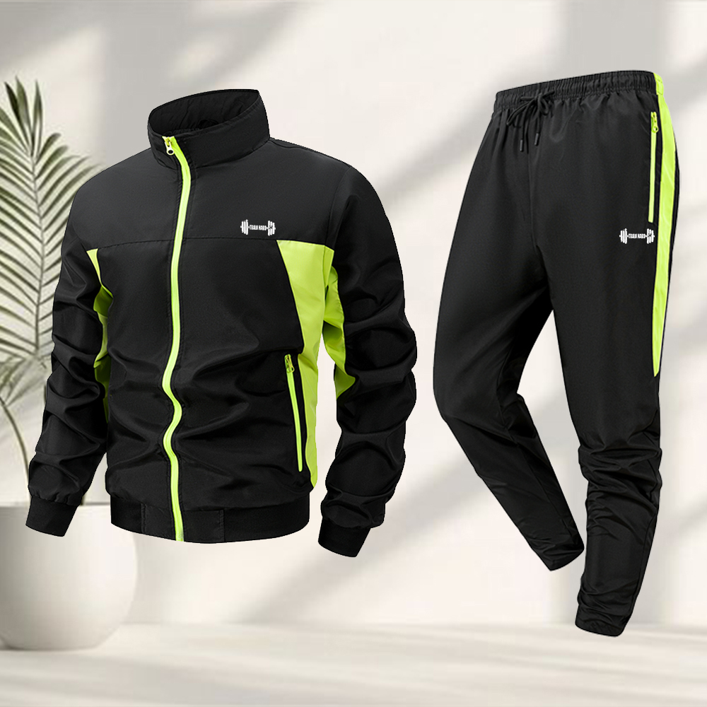 남성용 트렌디 덤벨 프린트 스포츠 2피스 세트 지퍼 재 - Running Gear Jacket 리뷰 및 가격