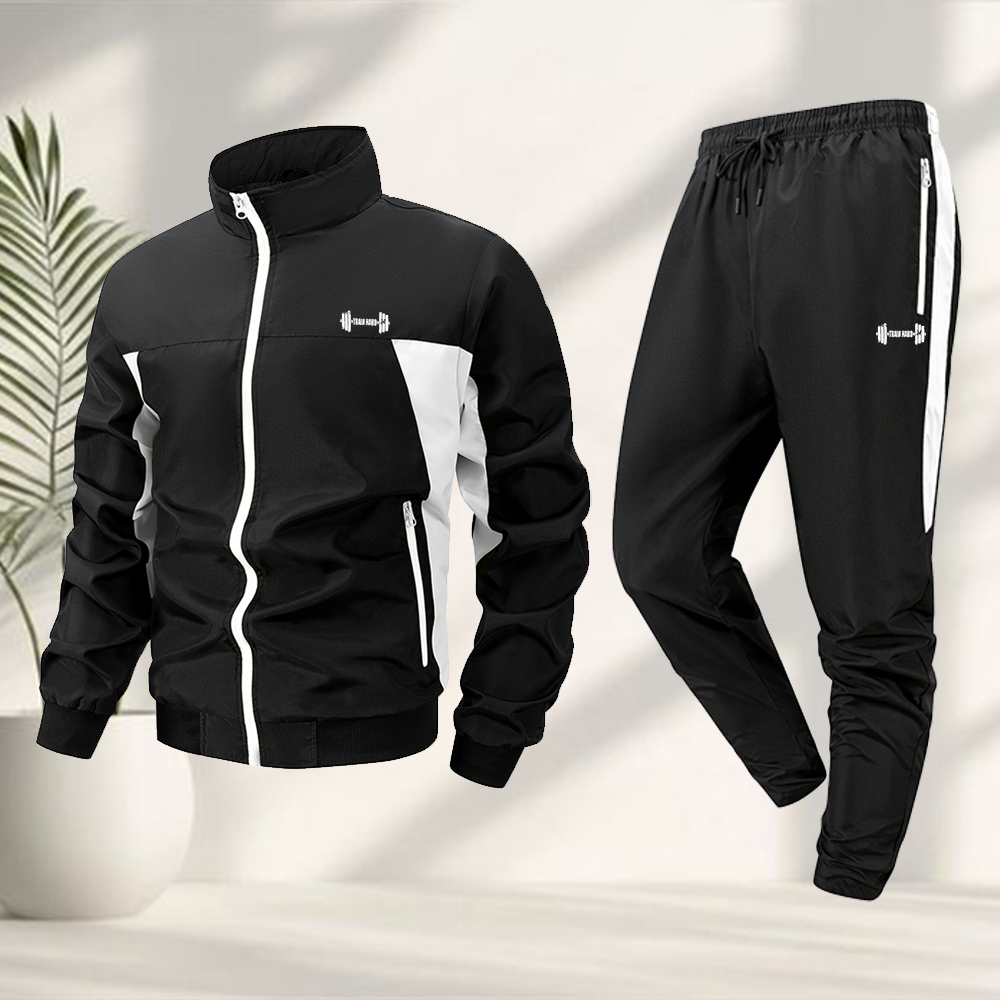 남성용 트렌디 덤벨 프린트 스포츠 2피스 세트 지퍼 재 - Running Gear Jacket 리뷰 및 가격