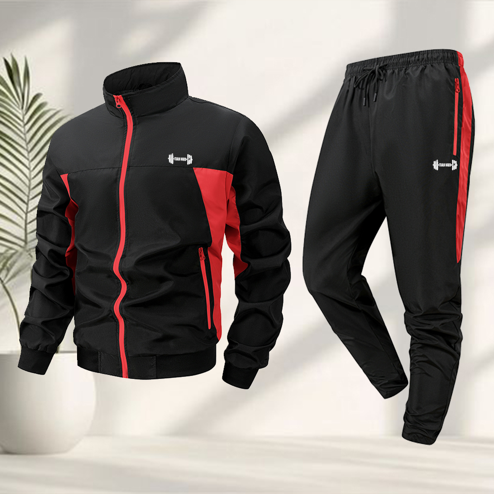 남성용 트렌디 덤벨 프린트 스포츠 2피스 세트 지퍼 재 - Running Gear Jacket 리뷰 및 가격