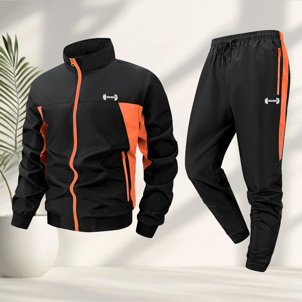 남성용 트렌디 덤벨 프린트 스포츠 2피스 세트 지퍼 재 - Running Gear Jacket 리뷰 및 가격